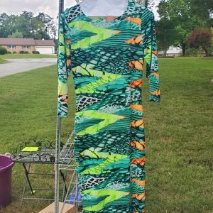 Wild Life Reptile Design Long Sleeve Dress